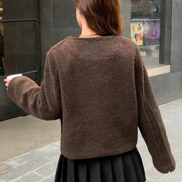 Solid Color Short Thick Regular Winter Jacket - Picture 5 of 8